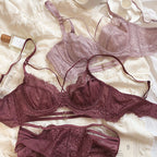 2 Pieces Sexy Hollow Push Up Bra Set French Lace Embroidery Underwear for Women Summer Ultra Thin Breathable Intimates Lingerie