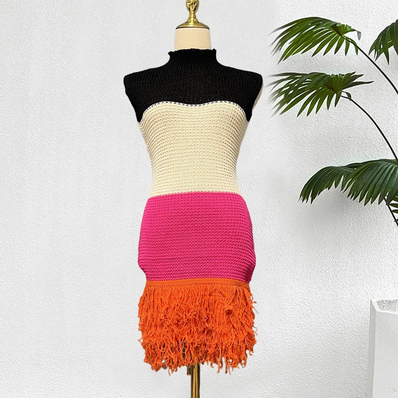 YuooMuoo Women Dress 2026 New Summer Fashion Sexy Openwork Stitching Sleeveless Bodycon Party Dress Korean Lady Beach Vestidos