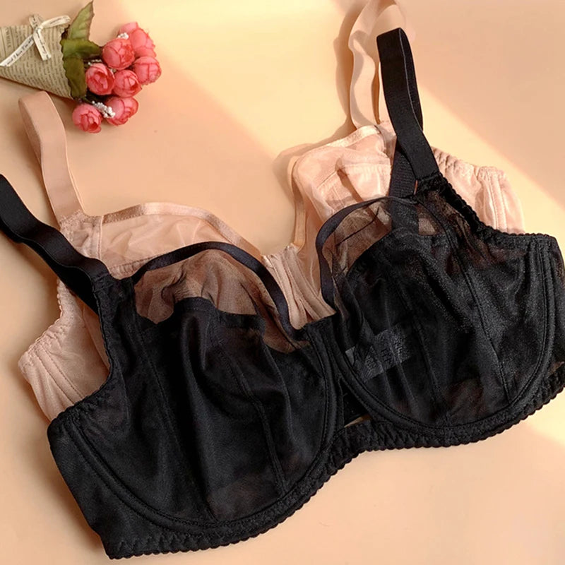 Womens Ultra-thin Minimizer Bra Non Padded Underwire Female Breathable Plus Size Lingerie 34 36 38 40 42 D DD E F G H