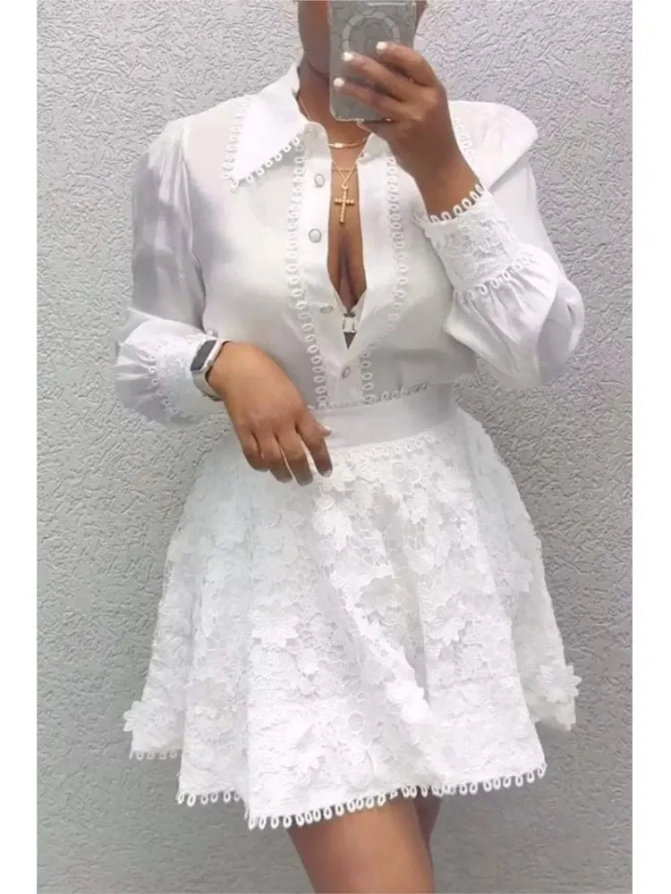 New Spring And Summer Women's Fashion Tops And Skirts Two-piece Skirt Suit Elegant Casual White Holiday Two Piece Outfits Woman