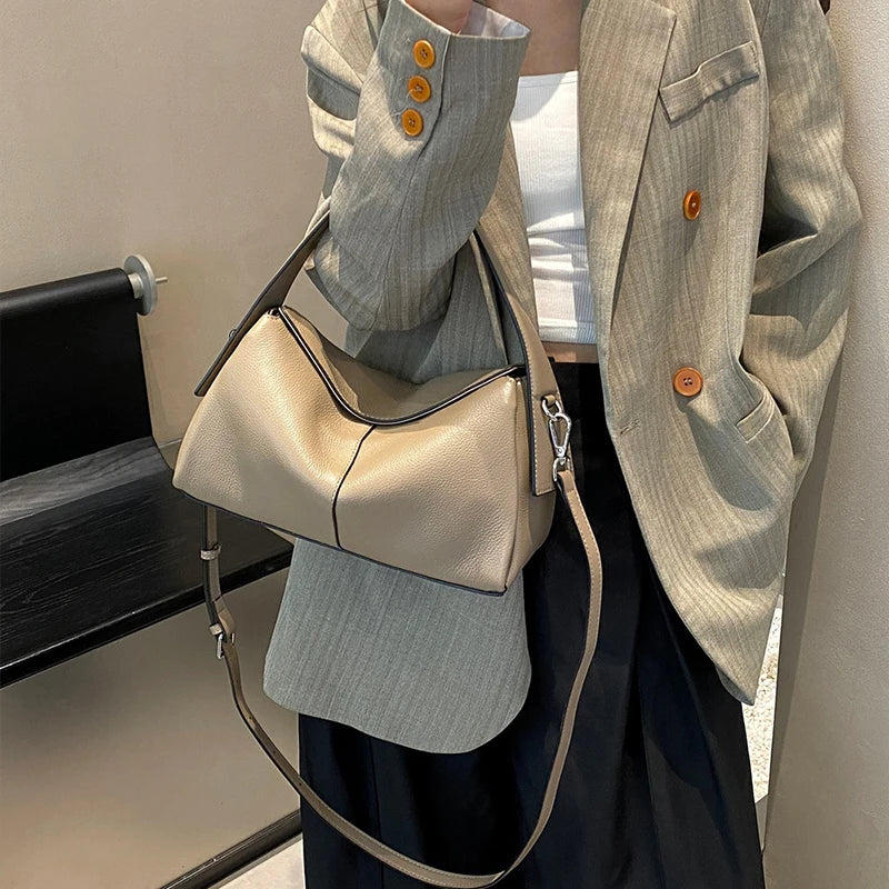 Luxury Women's Tote Bag High-end Genuine Leather Pillow Handbag Soft Commuter Shoulder Bag Fashion Simple Niche Crossbody Bag