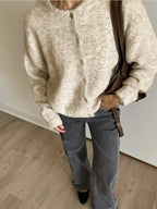 Women's Grey Wool Knitted Cardigan