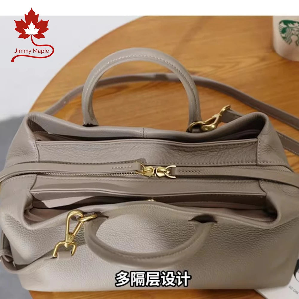 Hot Sale Multi-layered Large Women Travel Tote Soft Imported Cow Leather Female Handbag Commuter Ladies Shoulder Bag Big