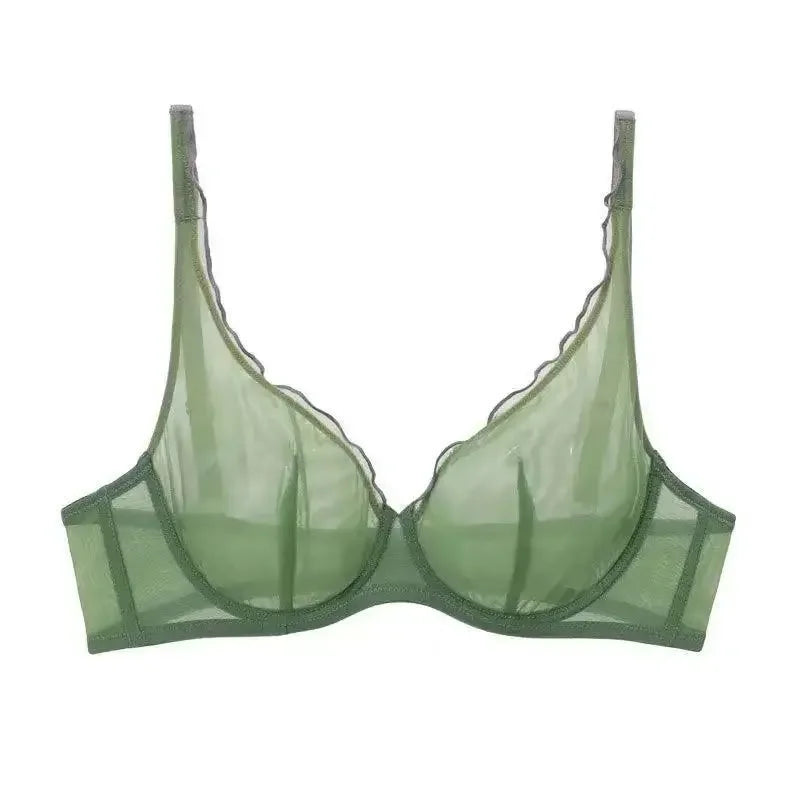 European Luxury Lingerie Set Full Cup Sheer Ultra Thin Bra & Panty Set Sexy Comfort for Women Large Small MOYISU Sexy Tushy S-XL
