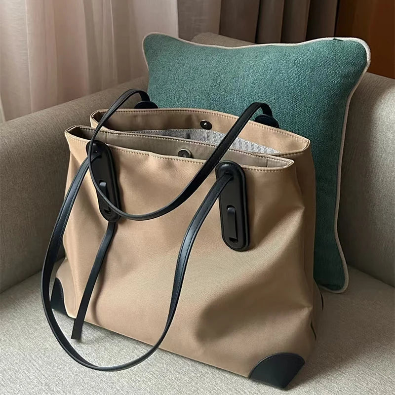 Nylon Women's Commuter Tote Bag Minimalist Large-capacity Tote Bag Ladies Multi-layer Waterproof Computer Shoulder Nylon Handbag