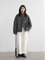 Women Short Woolen Single Breasted Ladies Jacket