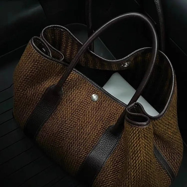 2025 Autumn Winter Wool Tote Bag for Women, Niche Fashion Large Capacity Handbag, Simple Shoulder Bag