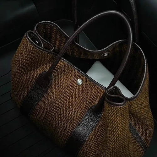 2025 Autumn Winter Wool Tote Bag for Women, Niche Fashion Large Capacity Handbag, Simple Shoulder Bag