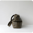 Slouchy Style Elephant Grain Top Layer Cowhide Leather Women Handbag Leisure Sage Green Beautiful Shoulders Bag