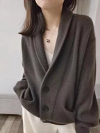 100% pure cashmere female V-neck loose cardigan