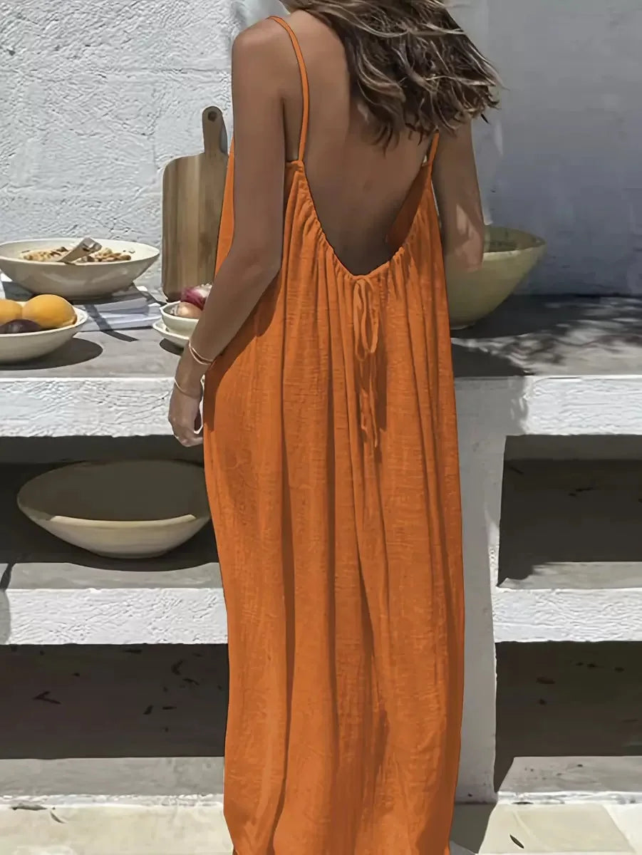 2026 Loose-Fit Spaghetti Strap Dress Women's Casual Homewear Summer Dress Solid-Color Vacation Cool Homewear