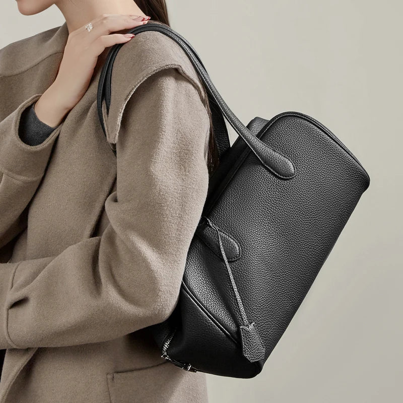 BURMINSA Genuine Leather Underarm Shoulder Bags For Women Luxury Designer Soft Pillow Hobos Satchel Elegant Work Ladies Handbags