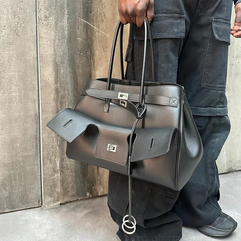 Luxury Large Capacity Highquality Leather Wing Tote Bag Trend Advanced Texture Simple Soft Wear-resistant Travel Luggage Handbag