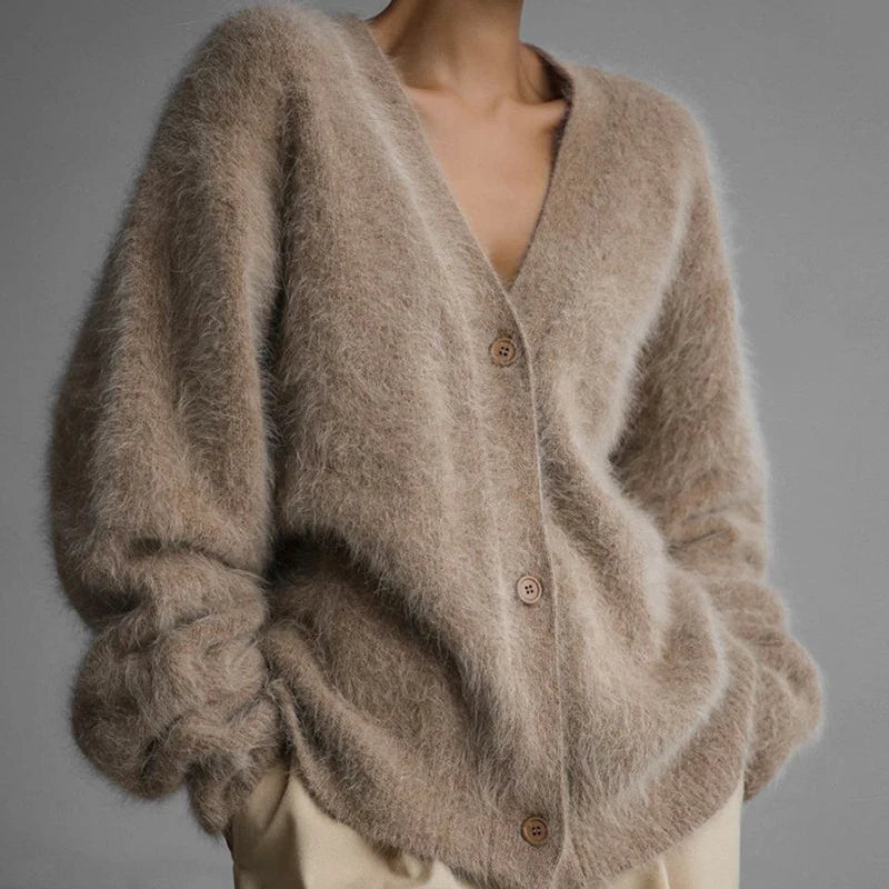 Mink Cardigan Long Sleeve Chic Knitwear Sweater