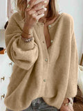 Women's Beige Oversized Knit Cardigan
