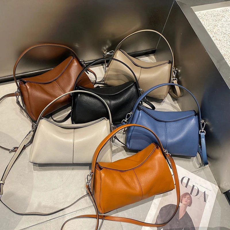 Luxury Women's Tote Bag High-end Genuine Leather Pillow Handbag Soft Commuter Shoulder Bag Fashion Simple Niche Crossbody Bag