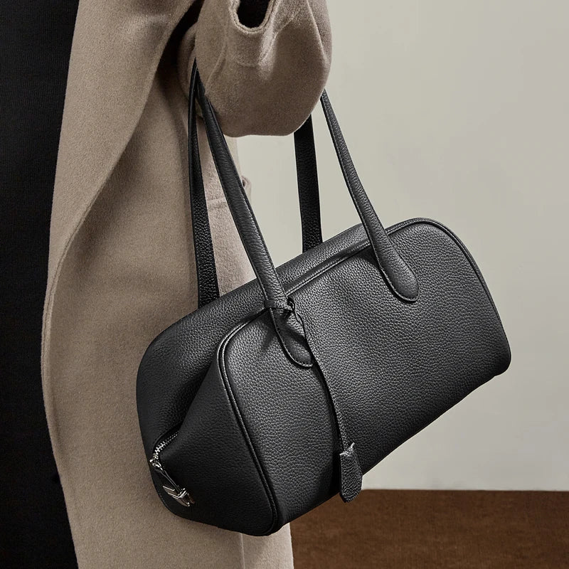 BURMINSA Genuine Leather Underarm Shoulder Bags For Women Luxury Designer Soft Pillow Hobos Satchel Elegant Work Ladies Handbags