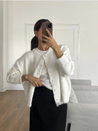 Women's Grey Wool Knitted Cardigan
