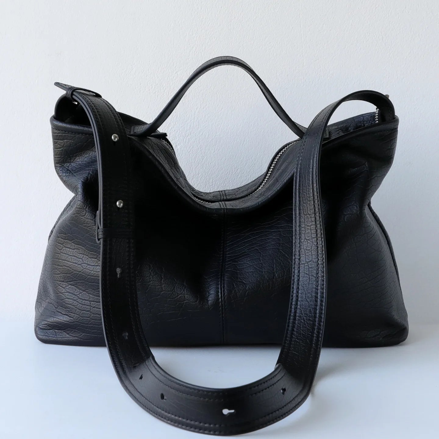 Slouchy Style Elephant Grain Top Layer Cowhide Leather Women Handbag Leisure Sage Green Beautiful Shoulders Bag