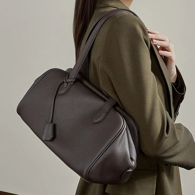 BURMINSA Genuine Leather Underarm Shoulder Bags For Women Luxury Designer Soft Pillow Hobos Satchel Elegant Work Ladies Handbags