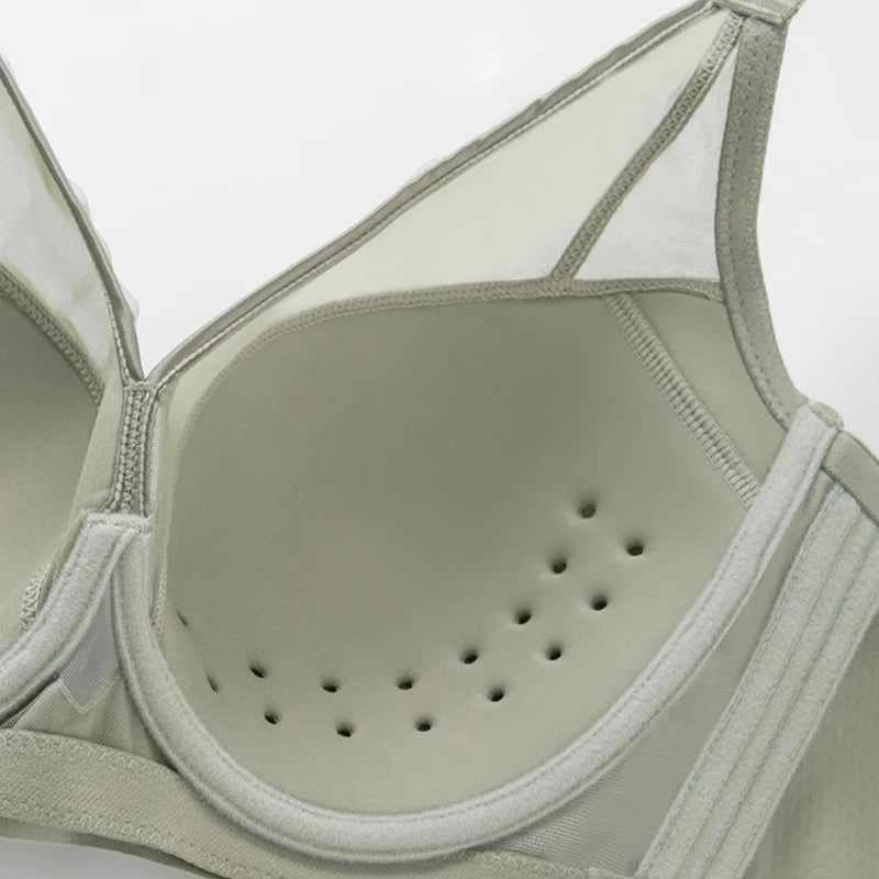 Womens Lace Sheer Push Up Bra Full Coverage Lightly Lined Underwire Female Comfort Minimizer Lingerie 34 36 38 40 42 C D E F G