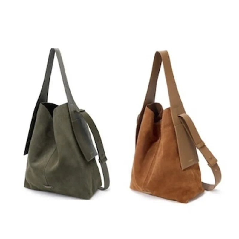 Handbag Chamois Leather Bucket Bag Casual Crossbody Single Shoulder Bag Lady Tote Bag Messenger Bag Large-Capacity Shopping Bag