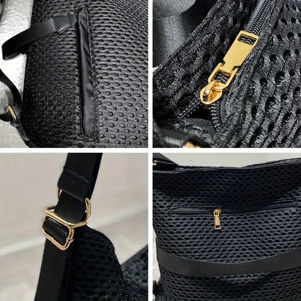 Women's multifunctional Oxford cloth bag Fashion shoulder bag Mesh shoulder large capacity leisure bag messenger bag