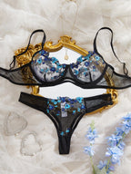 Bra Transparent Lady Floral Embroidery Lingerie Set Women Sheer Bra And Brief Underwear Set Satin Sexy Intimates Underwear