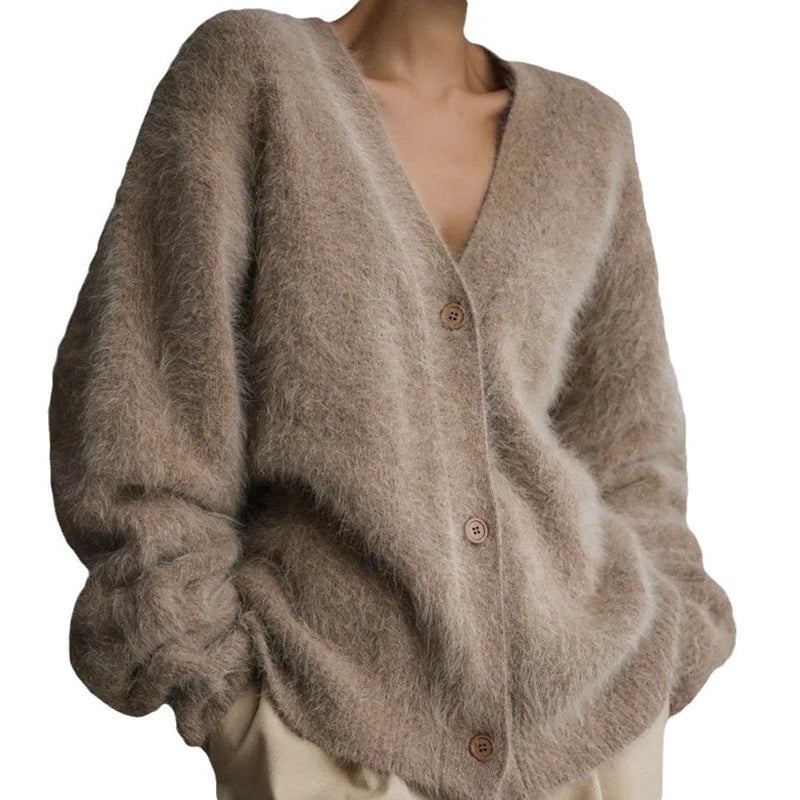 Mink Cardigan Long Sleeve Chic Knitwear Sweater