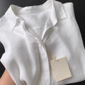Casual Office Ladies Work Solid Color Linen Shirt Long Sleeve Spring Summer Single Breasted Loose Fit Fashion Women Blouses Tops