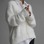 Mink Cardigan Long Sleeve Chic Knitwear Sweater