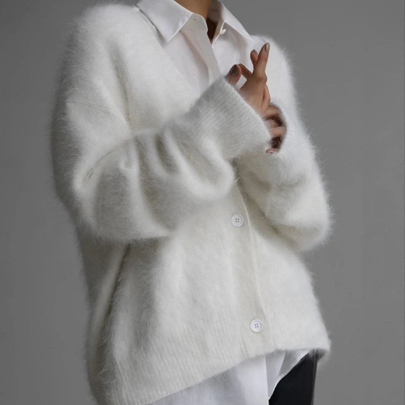 Mink Cardigan Long Sleeve Chic Knitwear Sweater