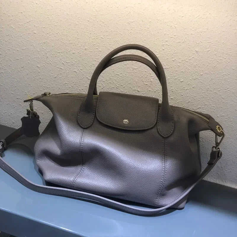 Genuine Leather Women's Casual Shoulder Bags 2025 New Soft Leather Totes Ladies Crossbody Bag High Quality Classic Handbags Blue