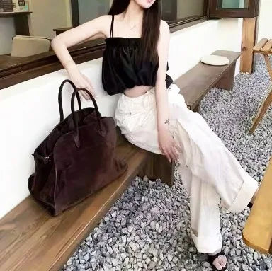 Women's Large Capacity Vintage Tote Bag -Brown Handbags Structured Snap Closure, Sturdy Handles for Work, Travel, Everyday Use