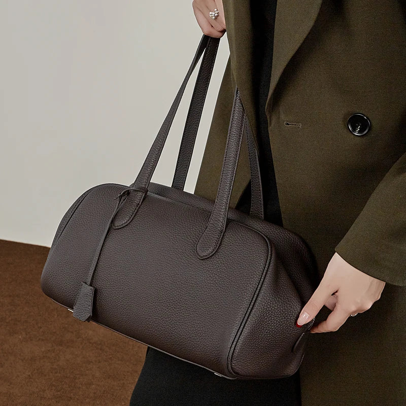 BURMINSA Genuine Leather Underarm Shoulder Bags For Women Luxury Designer Soft Pillow Hobos Satchel Elegant Work Ladies Handbags