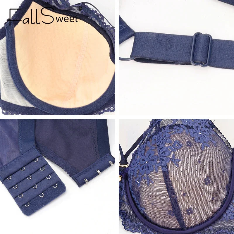 FallSweet Push Up Bra for Women Lace Underwire Brassiere Sexy Plus Size Lingerie