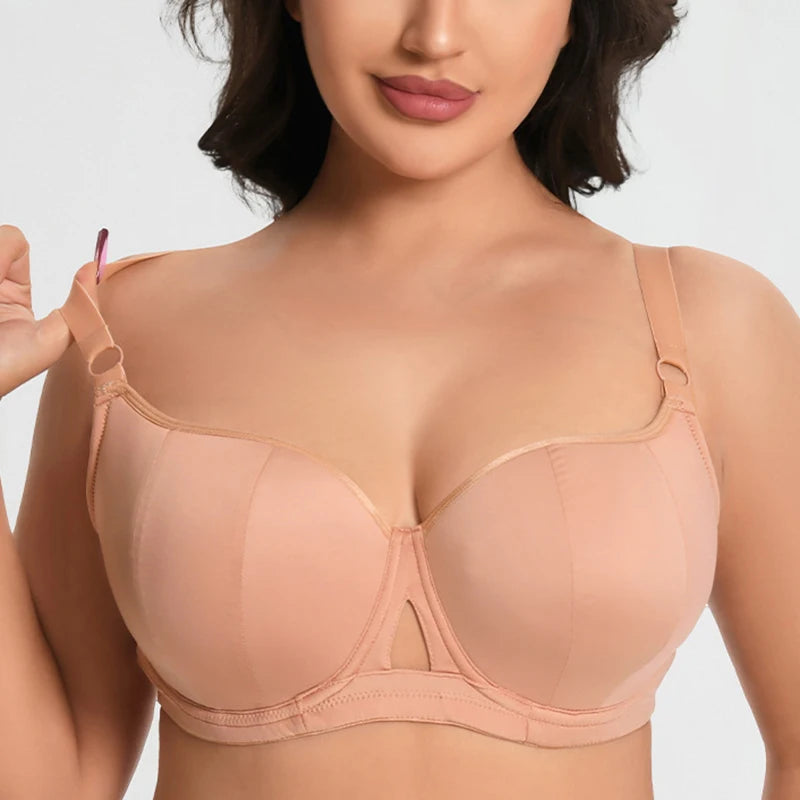 Womens Push Up Minimizer Bra Modeled Cup Supportive Underwire Female Smooth Plus Size Lingerie 34 36 38 40 42 D DD E F FF G