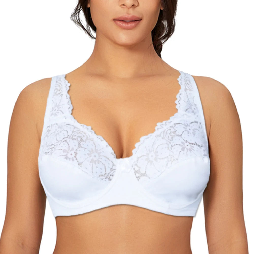 Bras For Womens Lingerie Top Female Lace Bra Underwire Plus Size Brassiere Perspective Sexy Underwear B C D DD E F Cup