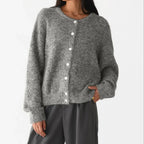 Women's Grey Wool Knitted Cardigan