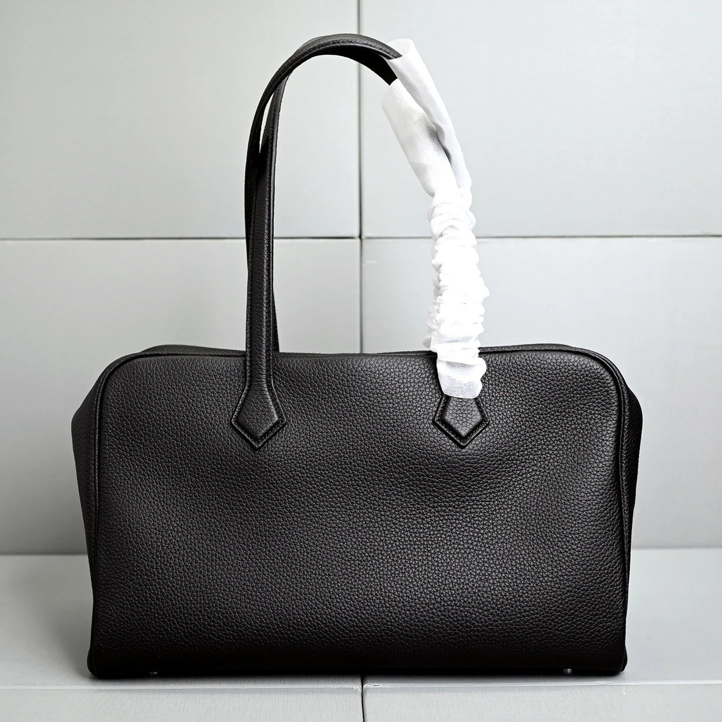 Genuine Leather Bowling Bag for Women, Top Layer Cowhide Handbag, Large Capacity Top Handle Bag, Small & Large Size