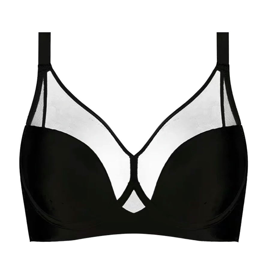 Womens Lace Sheer Push Up Bra Full Coverage Lightly Lined Underwire Female Comfort Minimizer Lingerie 34 36 38 40 42 C D E F G