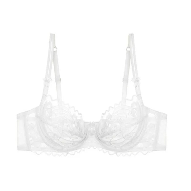Chic French Ultra-thin Lace Lingerie Set, Large Breasts See-through Underwire Bra,small Bust Lift Elegant Soft Feminine Set S-xl