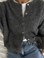 Women's Grey Wool Knitted Cardigan