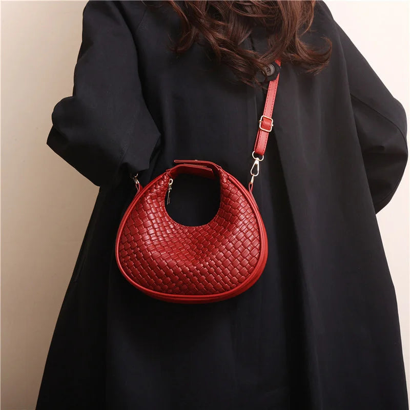 PU Leather Shoulder Bag Fashion Solid Color Lattice Crossbody Bag Small Bag Ladies Trend Luxury Designer Handbags