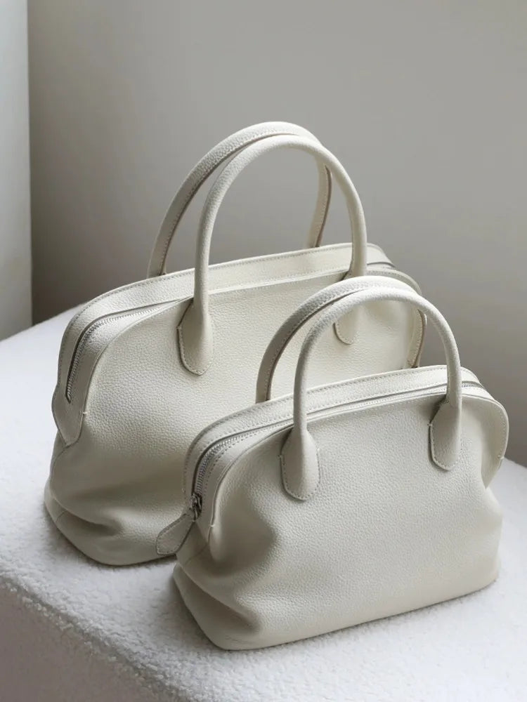 Women Genuine Leather Bag Elegant Office LadyTote Handbag Soft Cowskin Fashion High Capacity Casual Single Shoulder Shell Bags