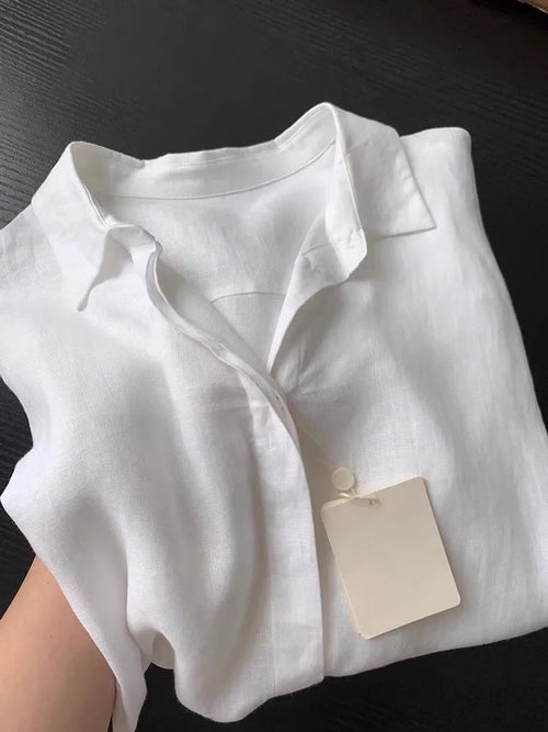 casual-office-ladies-work-solid-color-linen-long-sleeve-shirt-4551431 - Easydrop