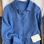 casual-office-ladies-work-solid-color-linen-long-sleeve-shirt-4810664 - Easydrop