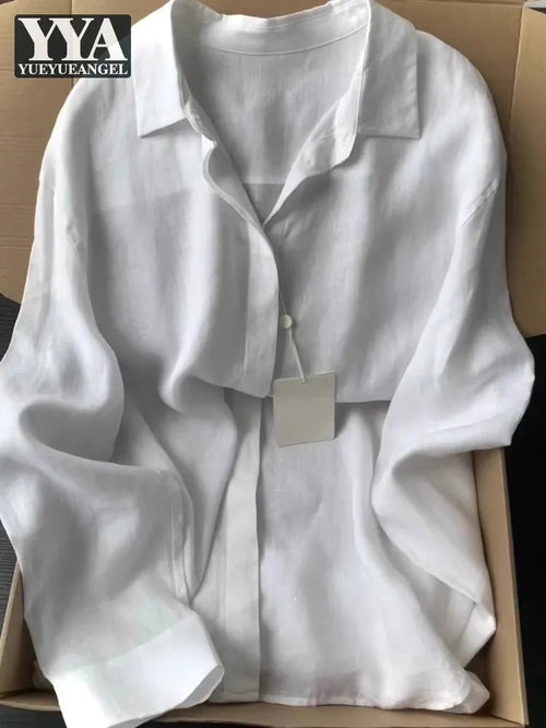 casual-office-ladies-work-solid-color-linen-long-sleeve-shirt-5004913 - Easydrop