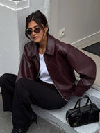 casual-zipper-long-sleeve-leather-lace-up-lapel-loose-high-street-wear-3930911 - Easydrop