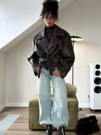 casual-zipper-long-sleeve-leather-lace-up-lapel-loose-high-street-wear-9481025 - Easydrop